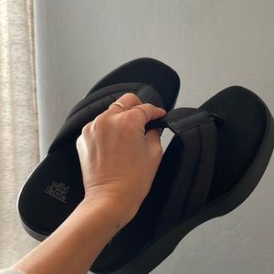 Platform black flip flop sandals